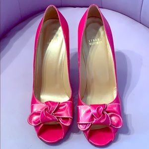 Stuart Weitzman Pink Woodbow Pumps